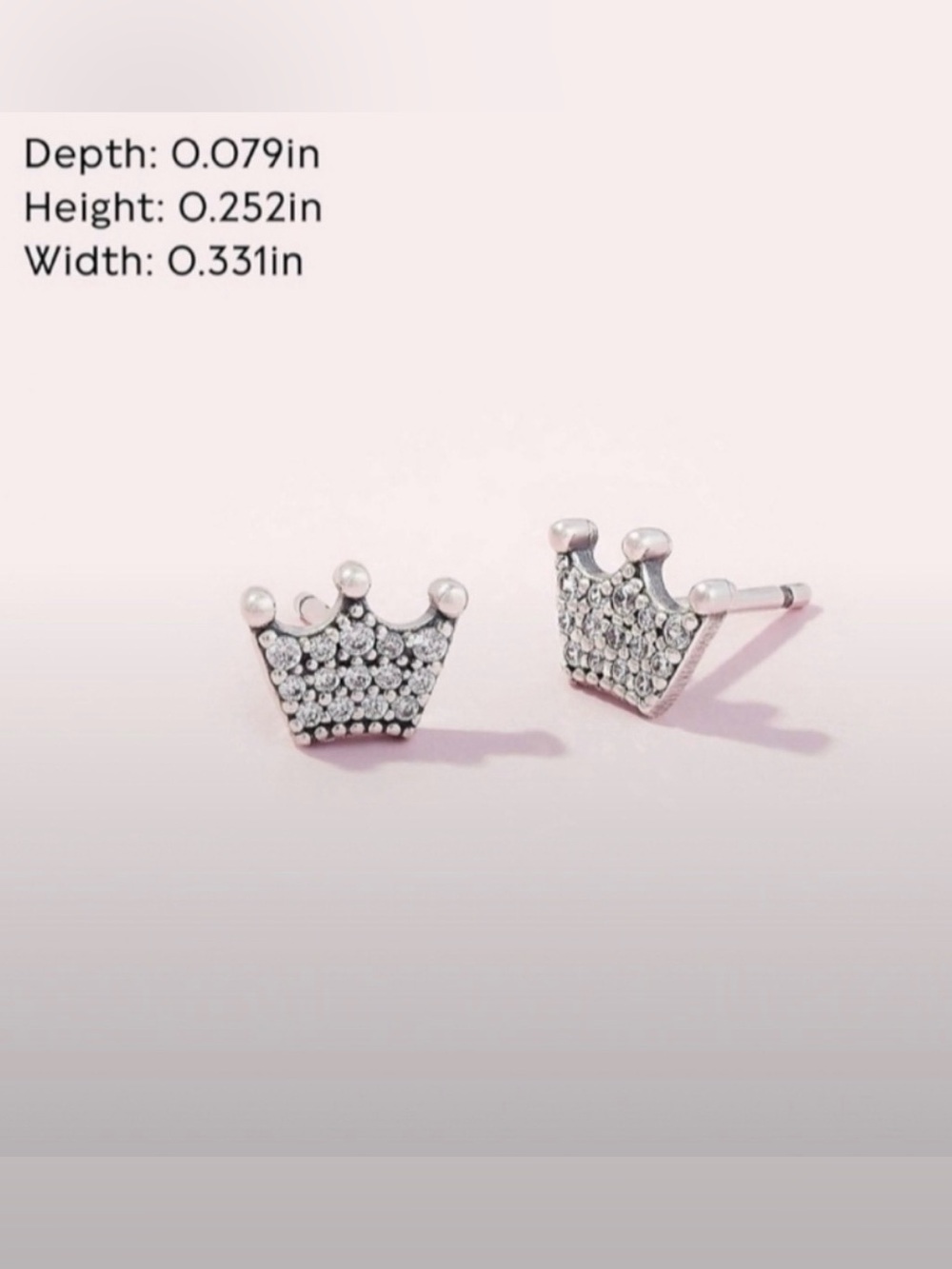 👑 PANDORA SILVER (925) CROWN BLING STUD EARRINGS: DUST BAG & BOX INCLUDED-NWOT! - Picture 7 of 8